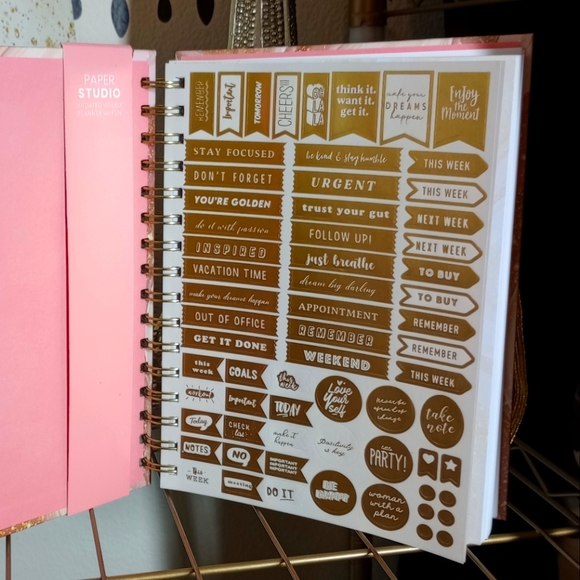 Weekly Planner PAPER STUDIO. Includes Pen. 7 x 8 5/8 in. Glam Pink & Gold Marble - Picture 3 of 6